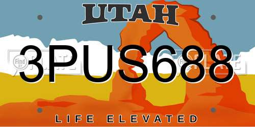 3PUS688 Utah License Plate
