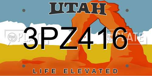 3PZ416 Utah License Plate