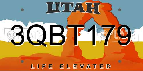 3QBT179 Utah License Plate