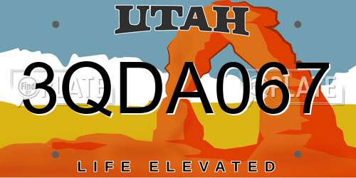 3QDA067 Utah License Plate
