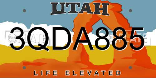 3QDA885 Utah License Plate