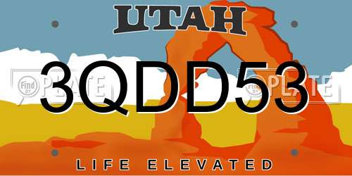 3QDD53 Utah License Plate