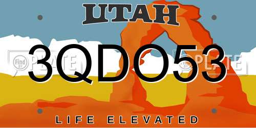 3QDO53 Utah License Plate