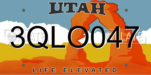 3QLO047 Utah License Plate