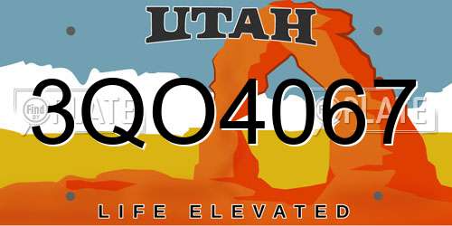3QO4067 Utah License Plate