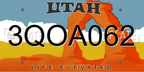 3QOA062 Utah License Plate