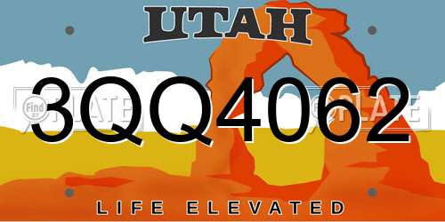 3QQ4062 Utah License Plate