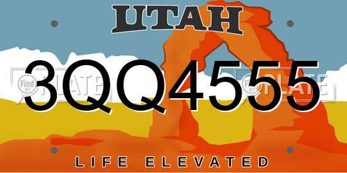 3QQ4555 Utah License Plate