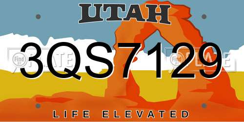3QS7129 Utah License Plate