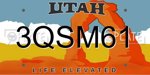 3QSM61 Utah License Plate
