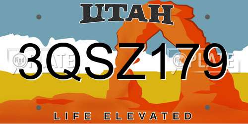 3QSZ179 Utah License Plate