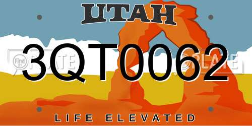 3QT0062 Utah License Plate