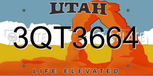3QT3664 Utah License Plate
