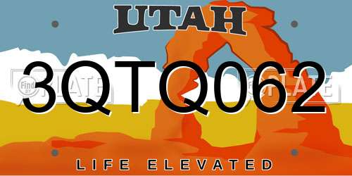 3QTQ062 Utah License Plate