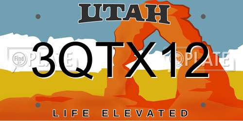 3QTX12 Utah License Plate