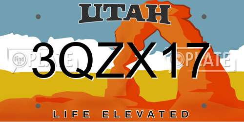 3QZX17 Utah License Plate