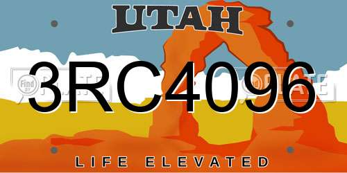 3RC4096 Utah License Plate