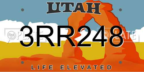 3RR248 Utah License Plate