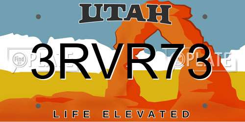 3RVR73 Utah License Plate