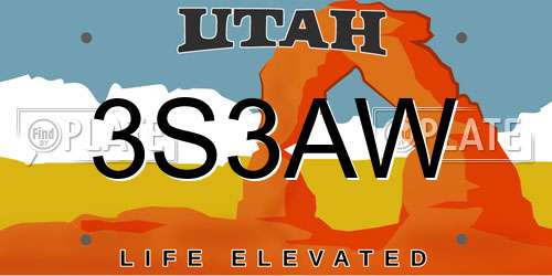 3S3AW Utah License Plate