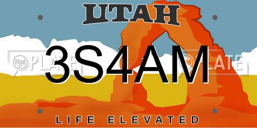 3S4AM Utah License Plate