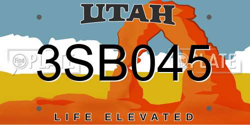 3SB045 Utah License Plate