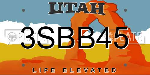 3SBB45 Utah License Plate
