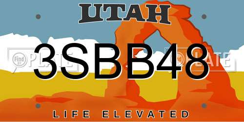 3SBB48 Utah License Plate