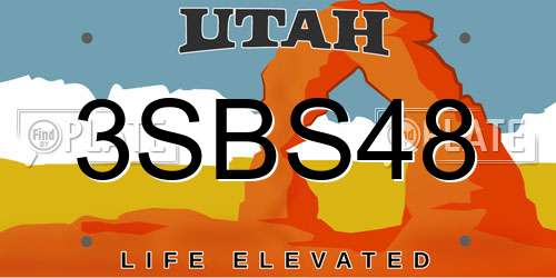3SBS48 Utah License Plate