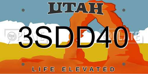 3SDD40 Utah License Plate