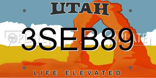 3SEB89 Utah License Plate