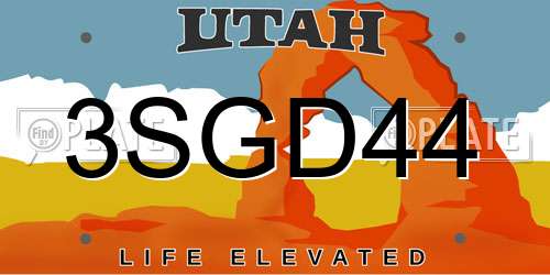 3SGD44 Utah License Plate