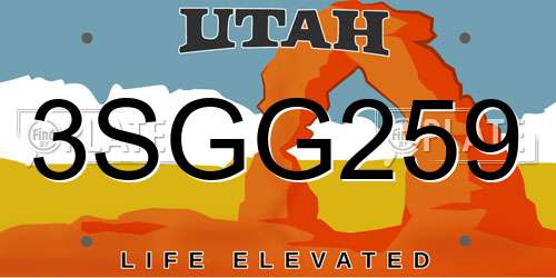 3SGG259 Utah License Plate
