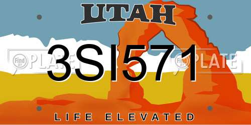 3SI571 Utah License Plate