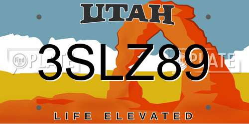 3SLZ89 Utah License Plate