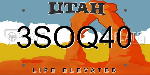 3SOQ40 Utah License Plate