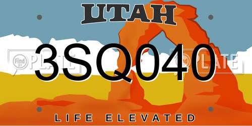 3SQ040 Utah License Plate
