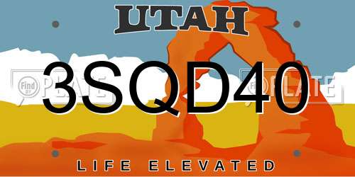 3SQD40 Utah License Plate