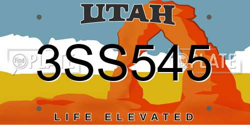 3SS545 Utah License Plate