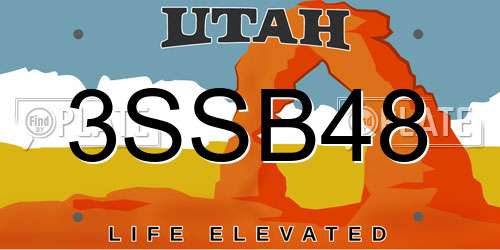 3SSB48 Utah License Plate