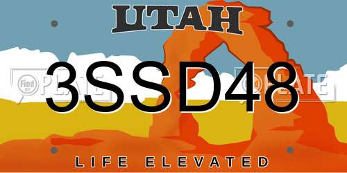 3SSD48 Utah License Plate