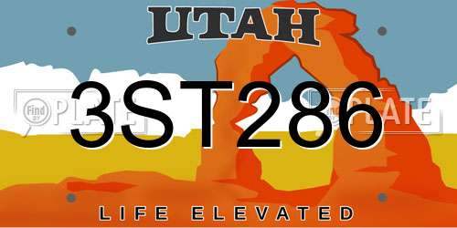 3ST286 Utah License Plate