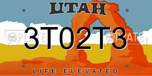 3T02T3 Utah License Plate