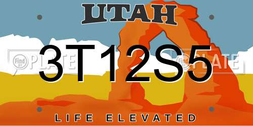 3T12S5 Utah License Plate