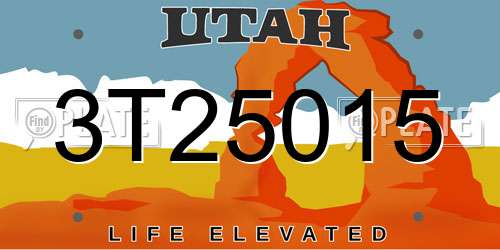 3T25015 Utah License Plate