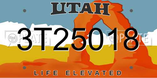 3T25018 Utah License Plate