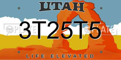 3T25T5 Utah License Plate