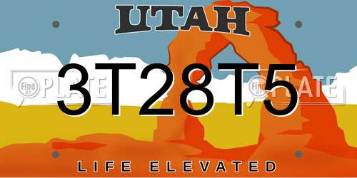 3T28T5 Utah License Plate
