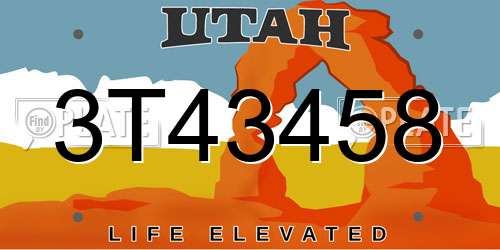 3T43458 Utah License Plate