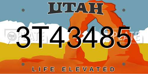 3T43485 Utah License Plate